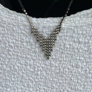 Fancy Black Diamond Triangle Design Necklace 18"